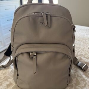 TUMI Voyageur Leather Backpack - Taupe/Beige